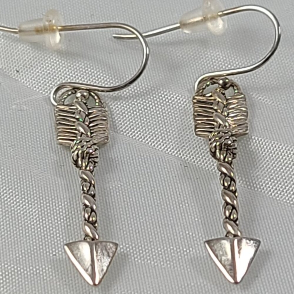 JAi John Hardy Arrows 925 Silver Earrings Dangle Business Casual Arrowheads
